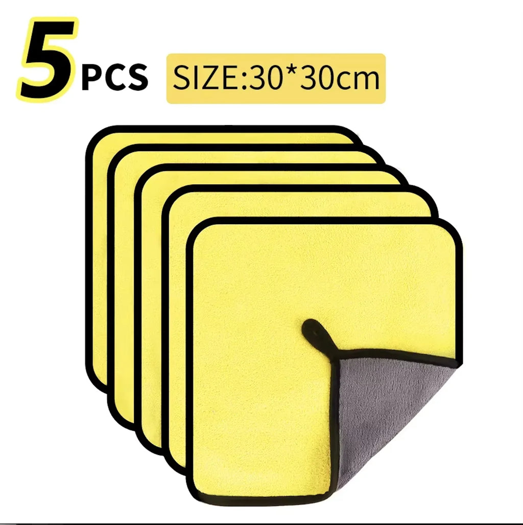 1/2/6pcs Microfiber Cleaning Towel Double Layer Clean Rags Car Accessories