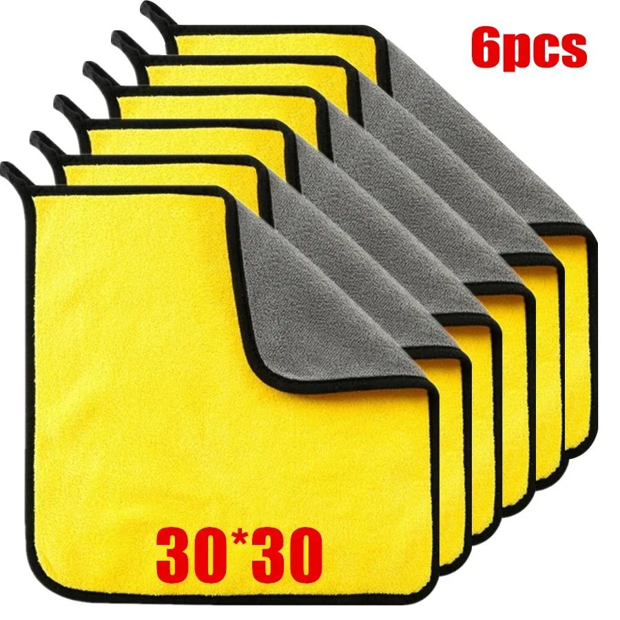 1/2/6pcs Microfiber Cleaning Towel Double Layer Clean Rags Car Accessories