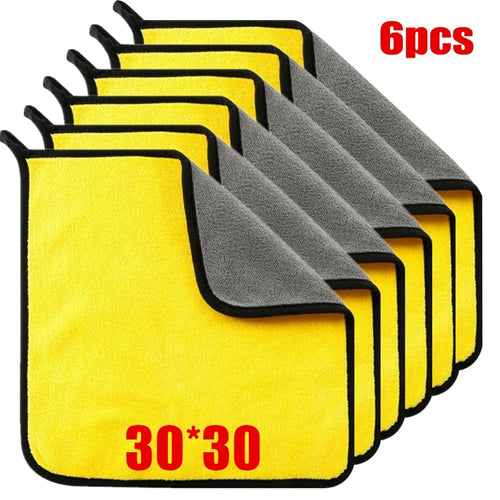 1/2/6pcs Microfiber Cleaning Towel Double Layer Clean Rags Car Accessories