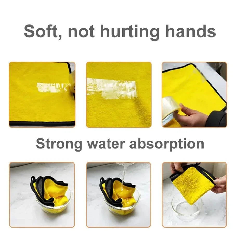 1/2/6pcs Microfiber Cleaning Towel Double Layer Clean Rags Car Accessories