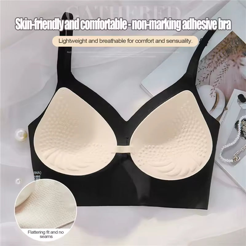 Women Invisible Bra Deep Plunge Bras Backless Strap Pushup